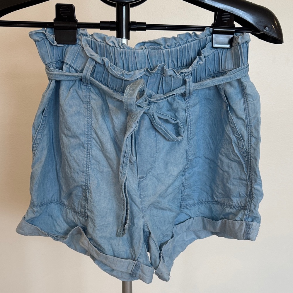Aerie Light Blue Paperbag Waist Women's Shorts Size Small